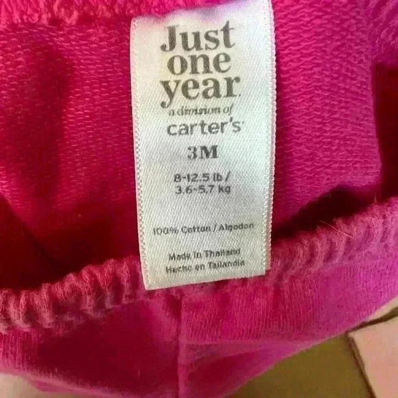 Bundle of 2 Baby Girl Just One Year by Carters Pink Flare Pants Size 3mo - Picture 4 of 6